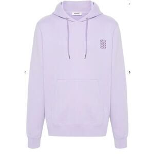 Sandro Hoodie XL | Lavender Purple | Embroidered Logo | Modified Side Slit Hem